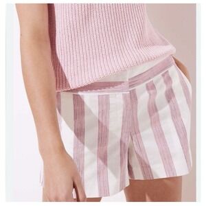 Ann Taylor LOFT Womens Riviera Everyday Shorts White Pink Size 6 Cruise Vacation